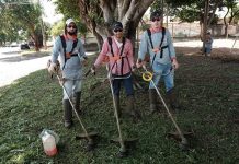 Meio Ambiente realiza corte de grama na Avenida Castelo Branco